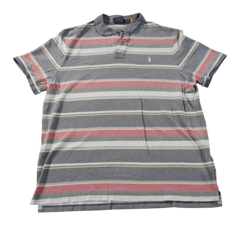 Polo Ralph Lauren Polo Shirt Mens XXL Multicolor Striped Pique Classic Fit